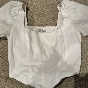 Abercrombie & Fitch Corset White Puff Sleeve Blouse